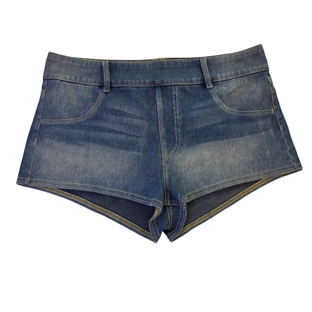 NWT Halara Flex Women Blue Denim Style Athleisure Stretch Shorts Size L Casual